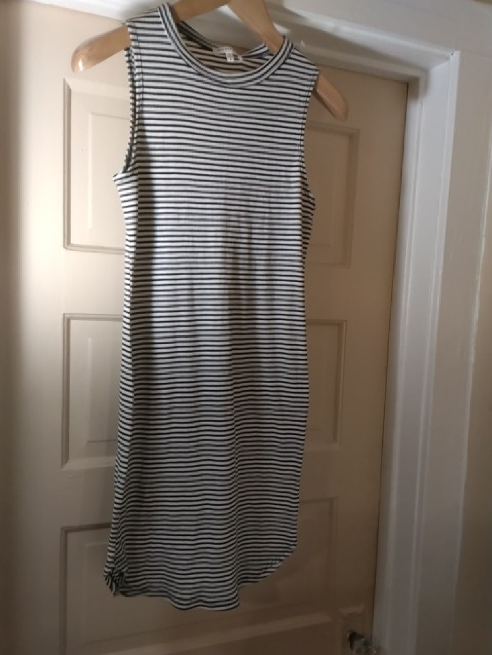 Monteau Black & White Striped Sleeveless Midi Dress